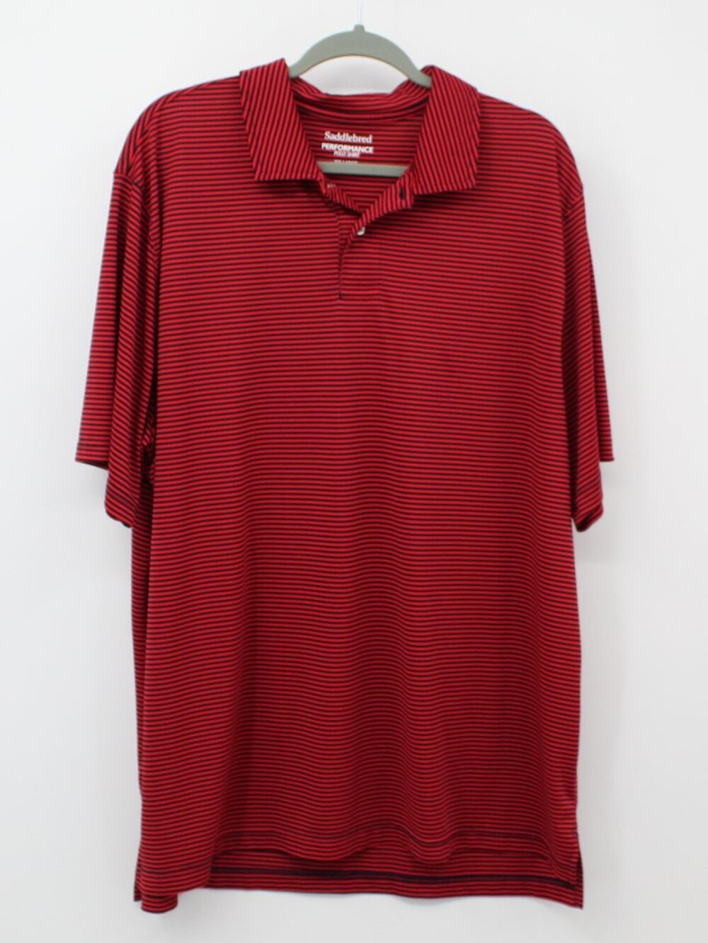 Saddlebred Men's‎ Performance Polo Shirt Golf XXL Red and Black Stripes